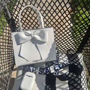 Karl Lagerfeld White Handbag with Bow Accent